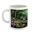 thumbnail image 2 of Ambesonne Cat Ceramic Coffee Mug, Exotic Wild Floral Jungle Scene, 11 oz, Green and Multicolor, 2 of 4