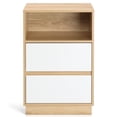 thumbnail image 6 of Hassch Contemporary Bedside Table with Angled-Edge Drawers, Two-Tone White & Oak Nightstand, Upper Open Shelf Design, Easy Assembly, 6 of 9