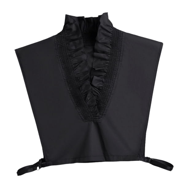 Cuello falso con volantes para mujer, elegante escote tipo chal, para faldas Negro