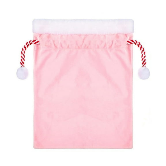 Large Christmas Santa Sack 19.7x27.6 Inch, Oversized Velvet Gift Bag with Drawstring for Holiday Present Wrapping, Christmas Party Supplies and Festive Home Decor (1PC, Pink)