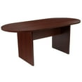 thumbnail image 3 of Pemberly Row 5 Piece Wooden Oval Conference Table Set in Mahogany and Black, 3 of 9