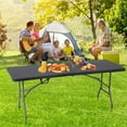 thumbnail image 3 of CL.HPAHKL 6 Foot Folding Table with Carrying Handle, Portable Plastic Camping Table Fold in Half, 6 ft Foldable Table with Sturdy Steel Frame for Indoor Outdoor Camping, Picnic and Party, Black, 3 of 7
