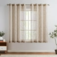 thumbnail image 4 of Curtainking Sheer Curtains Floral Embroidery Drapes 63 inch Voile Light Filtering Window Curtain Set for Living Room Bedroom Grommet 2 Panels Beige, 4 of 7