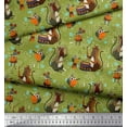 thumbnail image 2 of Soimoi Silk Fabric Musical Instruments,Monkey & Rat Cartoon Print Sewing Fabric Yard 42 Inch Wide, 2 of 3