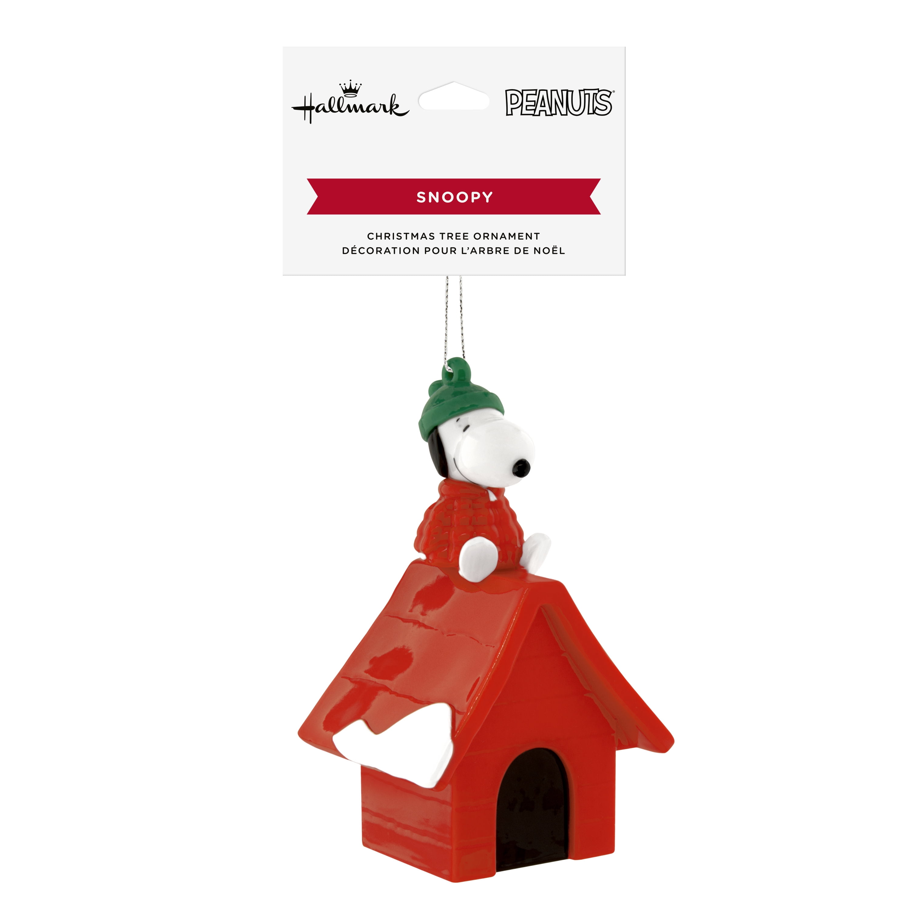 Hallmark Christmas Ornament (Peanuts Snoopy on Doghouse, Shttrprf), 1 Count