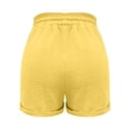 thumbnail image 7 of Fengqque Women Drawstring Casual Elastic Waist Pure Color Shorts Summer Beach Lightweight Short Pants with Pockets Women's Shorts Yellow XL(XL), 7 of 7