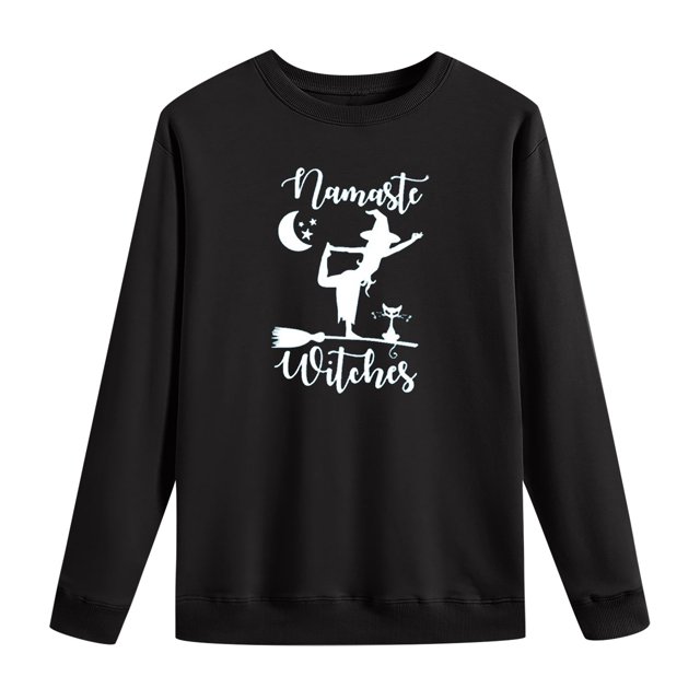 Moda mujer cuello redondo Casual manga larga Halloween impreso sudadera Tops blusa Pompotops FGAJ6457