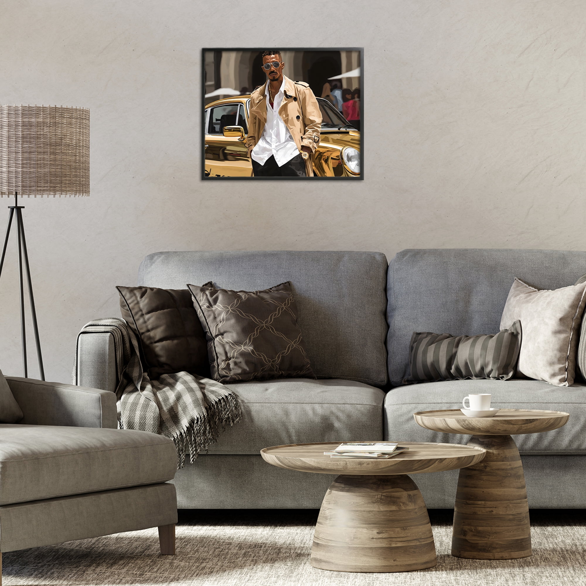 Stupell Industries Classy Gilded Sportscar & Driver Black Framed Giclee Art, design by Franklyn Gregory