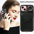 thumbnail image 4 of Allytech iPhone 14 Plus Case with Ring Holder & Shoulder Strap, Retro PU Leather Cards Slots Kickstand Detachable Lanyard Shockproof Wallet Case Cover for Apple iPhone 14 Plus - Black, 4 of 14