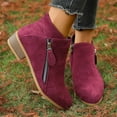 thumbnail image 2 of Rokment Dress Ankle Boots for Women Trendy Fall Winter Suede Pointed Toe Chunky Low Heel Women's Short Booties with Side Zipper Wine Size 8.5, 2 of 6