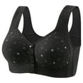 thumbnail image 1 of Comfortable Bras Women Solid Color Lace Wireless Bra With Creative Front Closure Design Plus Size Sports Bra Black 40, 1 of 3