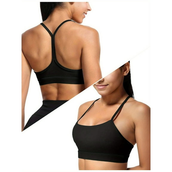 Women's Y-Back Sports Bra, Low Impact Padded Racerback Tank, Women's Sports Yoga Fitness Top