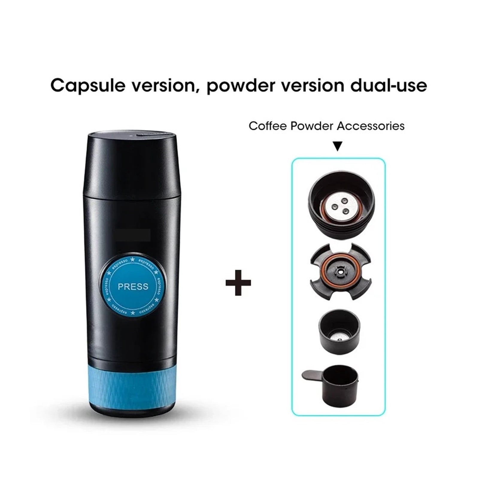 Portable Mini Espresso Coffee Machine, Electric USB Hot And Cold Extraction Coffee Powder Capsules, For Camping, Hiking, Lorry ,Portable