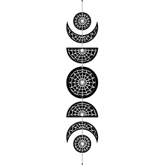 7Pcs Spider Web Moon Phase Wall Hanging Moon Cycle Wall Decor Moon Wooden Ornaments Hang Vertical Decorative Gifts for Home Farmhouse Gallery Apartment Bar 37.1x6.3in colorful DIY