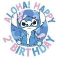 thumbnail image 2 of Girl's Lilo & Stitch Aloha! Happy 2nd Birthday  Graphic Tee White Medium, 2 of 4