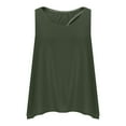 thumbnail image 5 of CheerKidz Women's Back Slit T-Shirt Solid Color Round Neck Casual Top, Fashion Summer Sleeveless Shirt(Army Green,S), 5 of 6
