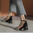 thumbnail image 5 of Fiaer Women's Pointed Toe Heels Fashion Elegant Buckle Pumps Heeled Shiny Dress Shoes Comfort Work Shoes Black 7.5, 5 of 7