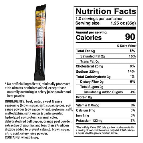 Lucky Beef Jerky Sweet & Spicy Beef Sticks, High Protein Snacks, 12 Pack, 1.25 oz