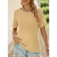thumbnail image 6 of Eytino Tops for Women Waffle Knit Tops Casual Crew Neck T Shirts Hollow Out Raglan Short Sleeve Workout Tops Summer Basic Tees Blouses S-2XL Yellow, 6 of 8