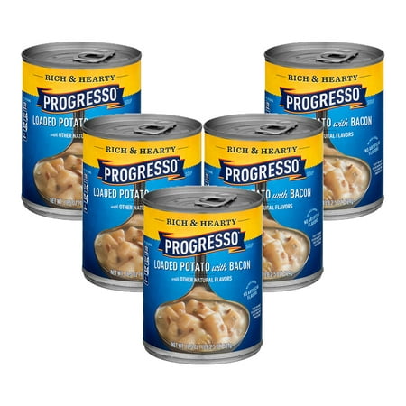 (5 Pack) Progresso Soup Rich & Hearty Loaded Potato with Bacon Soup 18.5 oz (Best Scalloped Potatoes With Bacon)