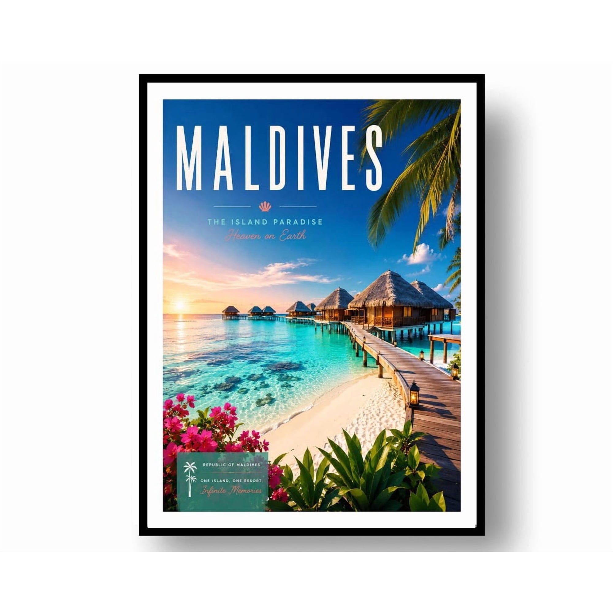 Maldives Travel Poster Print Wall Decor