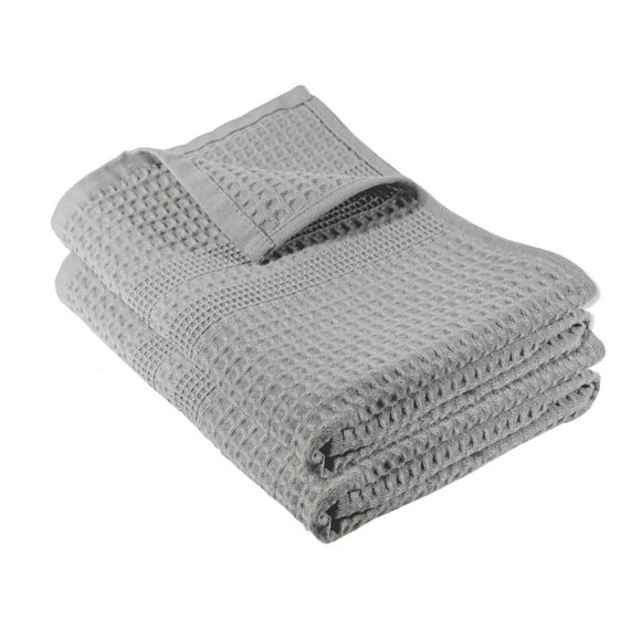 GILDEN TREE Waffle Hand Towels for Bathroom Quick Dry Towel Super Absorbent Thin 100% Cotton Hand Towels Lint Free Hand Towels for Bathroom Set of 2 Classic Style (Pewter)