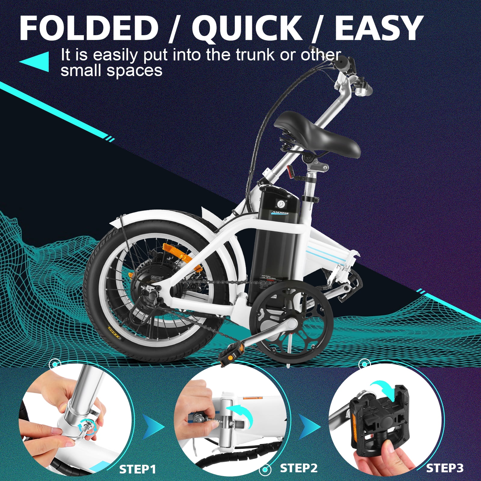 Buy Ancheer Folding Electric Bike 16inch Aluminum Electric Commuter Bicycle with 250W Removable