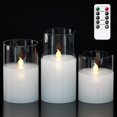thumbnail image 1 of Velas LED sin llama GenSwin de vidrio transparente con control remoto (juego de 3), 1 of 5
