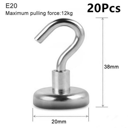 

20Pcs Strong Magnetic Hooks Wall Mounted Hanger Hooks Metal Strong Neodymium Magnet Wall Hanger Kitchen Wardrobe Home Storage