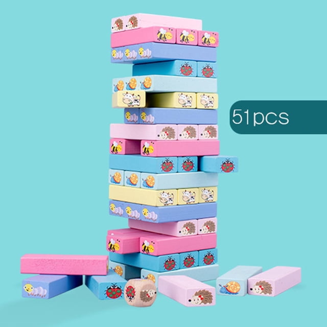Montessori Torre de apilable de dibujos animados Bloques de bricolaje Pensamiento lógico Rompecabezas funciones Habilidad impresión CUTICAT Bloques de torre apilables