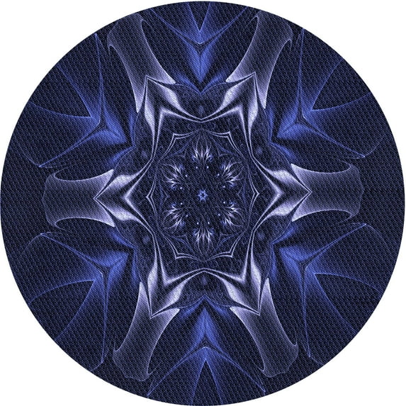 Ahgly Company Indoor Round Patterned Deep Periwinkle Purple Area Rugs, 5' Round