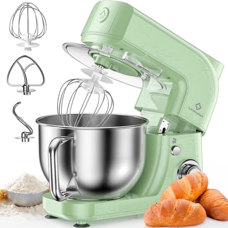 LINKChef Stand Mixer, 5.3QT 800W 6+P Speeds with Whisk, Dough Hook and Beater (Green)
