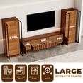 thumbnail image 4 of Mid Century Modern 129.5'' Brown Media Console Walnut Finish for TVs up to 85'', Wood Entertainment Center Includes TV Stand and Glass Display Shelves for Living Room and Bedroom, 4 of 11