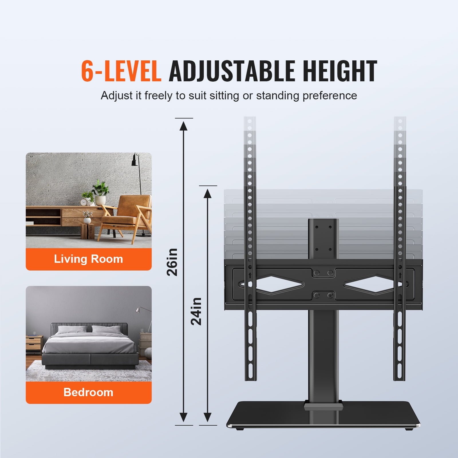 KFFKFF TV Stand Mount Swivel Universal TV Stand for 32"-55" TVs Adjustable Height