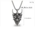 thumbnail image 3 of Men's Evil Demon Horn Skull 14K White Gold Pendant Necklace Vintage Gothic Punk SJewelry, 3 of 8
