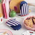thumbnail image 3 of shiyou-Botanical Stripe Mini Oven Mitt 2-Pack Set, 5.5" x 8", Navy Blue/Red, 3 of 4