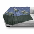 thumbnail image 2 of Cartoon Soft Flannel Fleece Throw Blanket, Counting Sheep to Sleep Fluffy Farm Animals over the Fence, Cozy Plush for Indoor and Outdoor Use, 70" x 90", Dark Indigo Hunter Green, by Ambesonne, 2 of 5