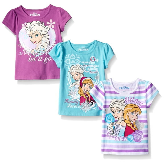 Set de camisetas Frozen de manga corta para niñas de Disney, talla 4 — 3 unidades