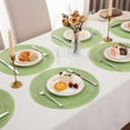 thumbnail image 7 of Xmushyra Round Placemats Set of 6, 15 Inch Braided Woven Table Mats, Washable Heat Resistant Non-Slip Place Mats, Green, 7 of 7