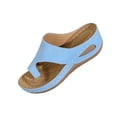thumbnail image 2 of Lenago Women's Open Toe Mules Sandals Cross Strap Wedge Heel Slides Casual Comfortable Slip On Dressy Walking Shoes for Summer Work Party Outdoor Light Blue 6, 2 of 9