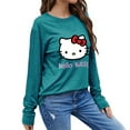 thumbnail image 2 of Hello Kitty Long Sleeve Shirts for Women Casual Crew Neck Basic Fall Tops Loose Fit Comfy Gradient green XXL, 2 of 5