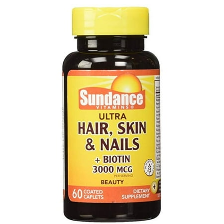 Sundance Vitamins Ultra Hair, Skin & Nails + Biotin 3000 mcg, 60 ea (Pack of 2)