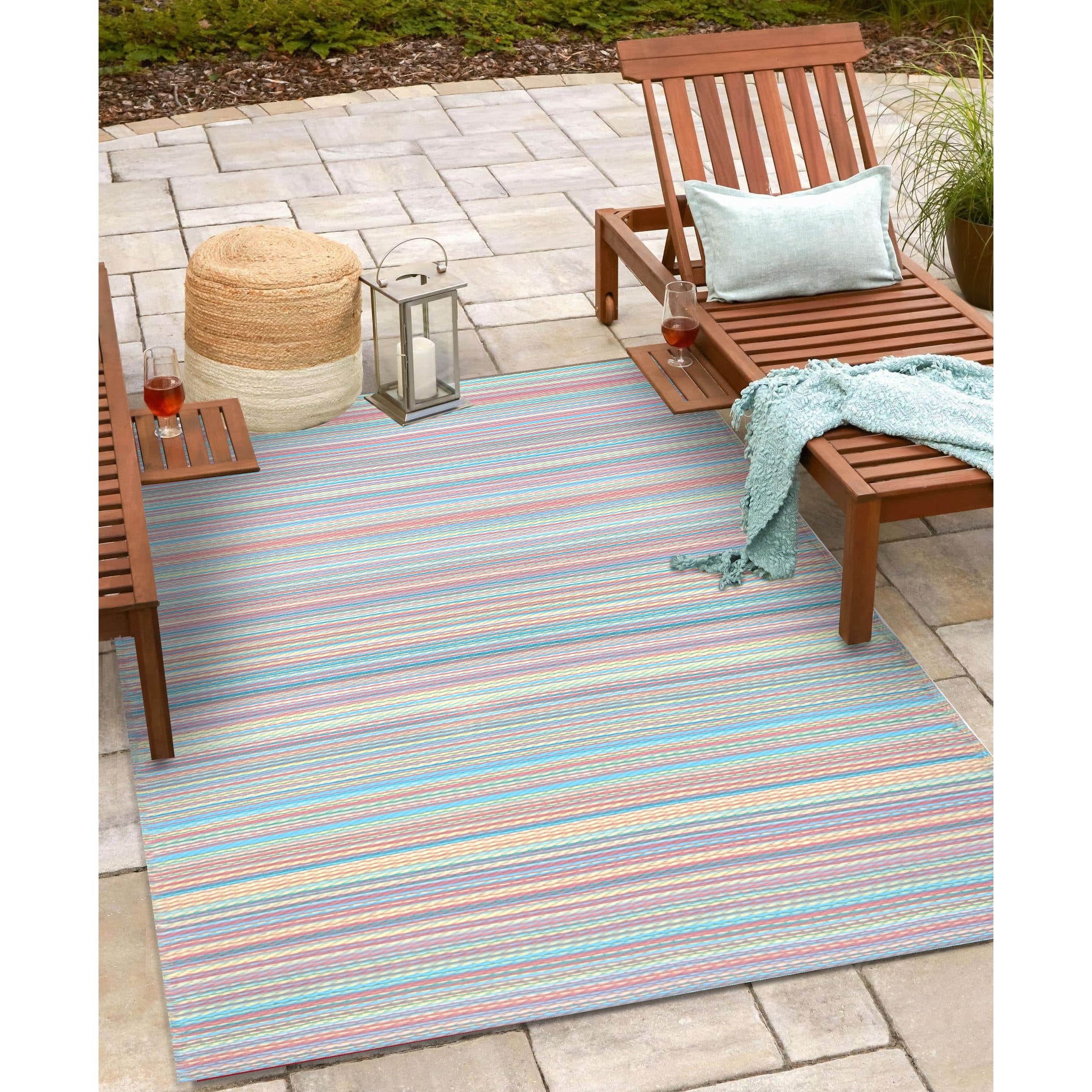 Green Decore Weaver Multipastel Outdoor Rug 4 x 6