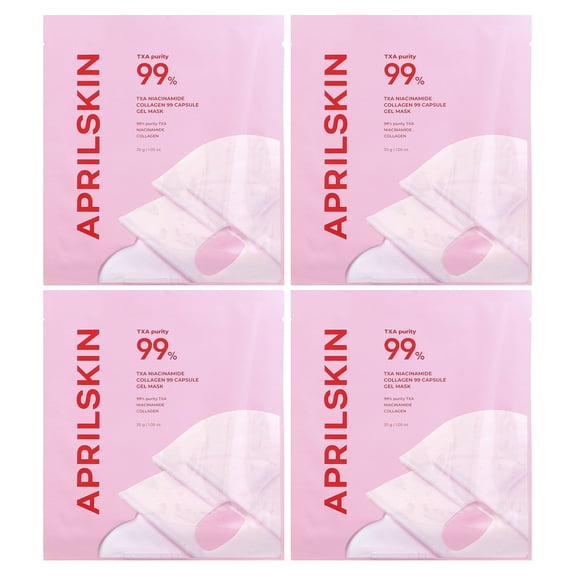 April Skin TXA Niacinamide Collagen 99 Capsule Gel Beauty Mask, 4 Sheets, 1.05 oz (30 g) Each