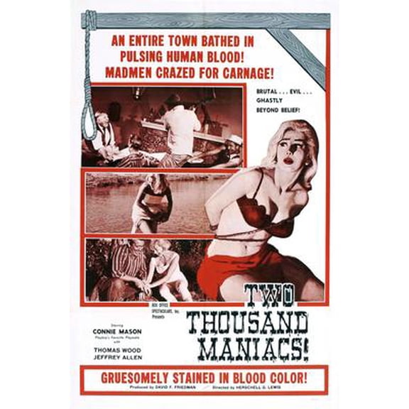 Two Thousand Maniacs Movie Poster Reprint Art decor 27inx40in for any room 27x40 Square Adults Z Posters