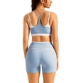 thumbnail image 2 of IBTOM CASTLE Double Layer Workout Sets for Women 2 Piece Sports Bra High Waist Biker Shorts with Pocket Yoga Pialtes Outfits S Blue, 2 of 7