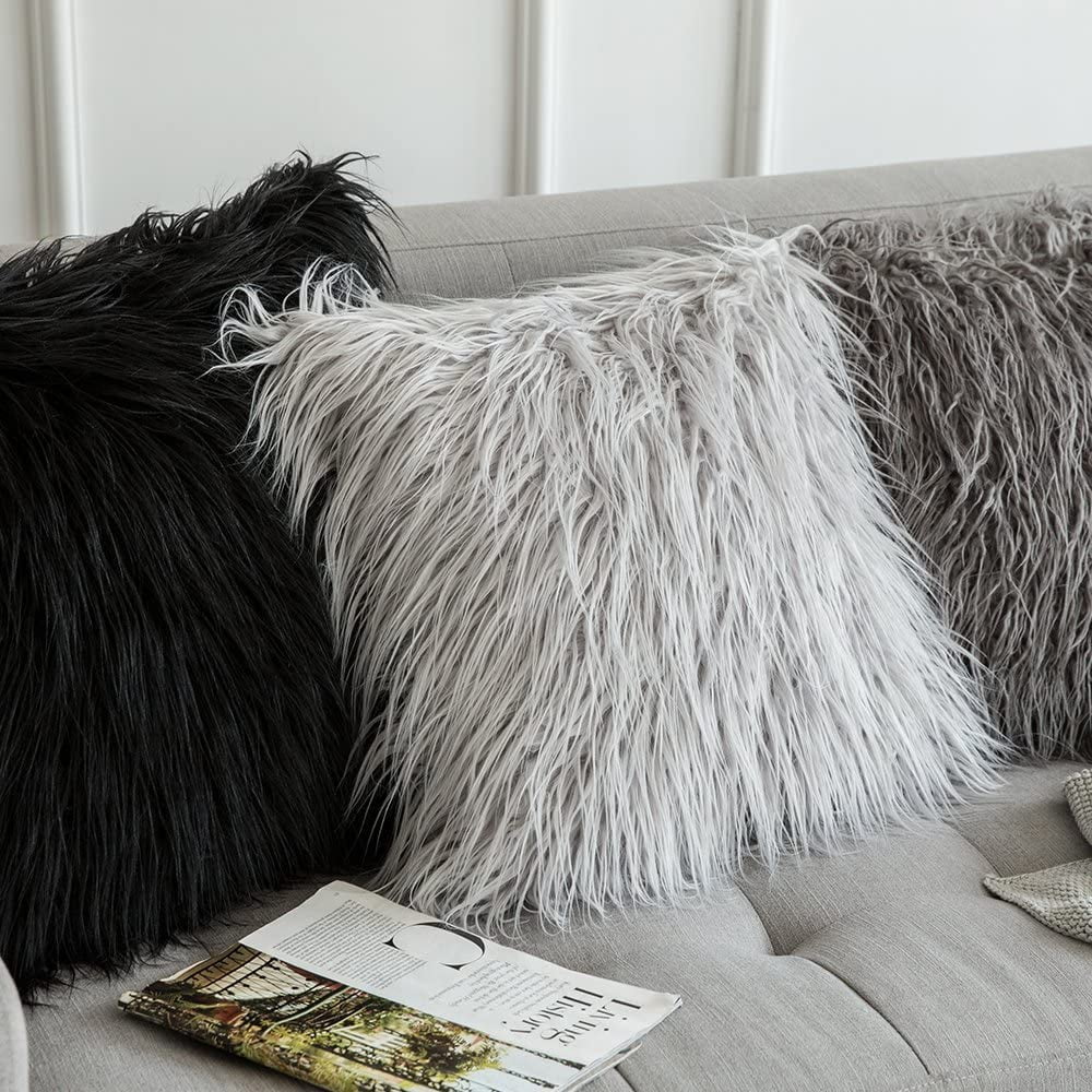 Grey fur cushions online
