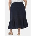thumbnail image 3 of Time and Tru Women's and Women’s Plus Cotton Eyelet Tiered Midi Skirt, Sizes XS-4X, 3 of 5
