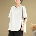 thumbnail image 3 of Mittory Womens Oversized Tee Side Split Short Sleeve T Shirt Solid Crew Neck Loose Top, 3 of 6