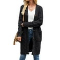 thumbnail image 2 of Seyurigaoka Women Juniors Cardigan, Solid Color Long Sleeve Sweater Coat with Pockets, 2 of 5
